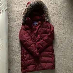 Lands End Down Fur-lined hood coat